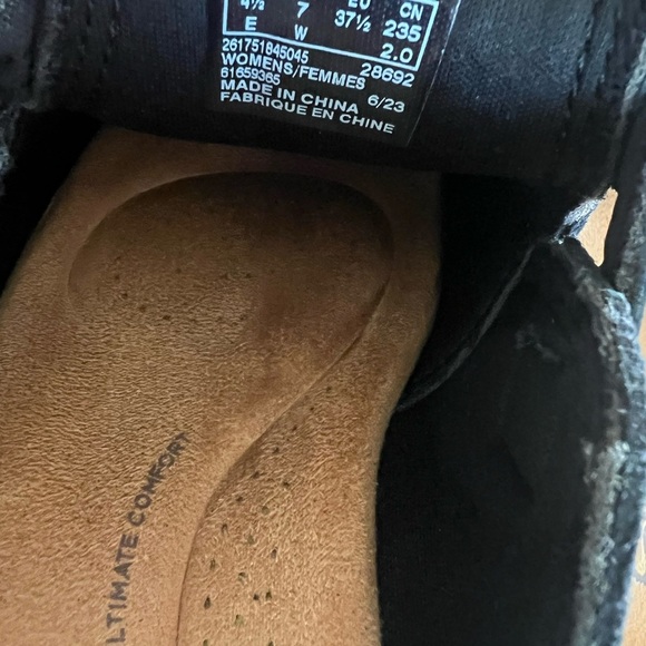 Clarks Collection Leather Heeled Clog Paizlee Nora Black Suede Women’s US 7 - Picture 4 of 8